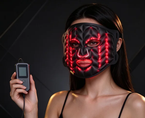 Qcured 72 LED silicone and PU face mask with red light and LCD controller