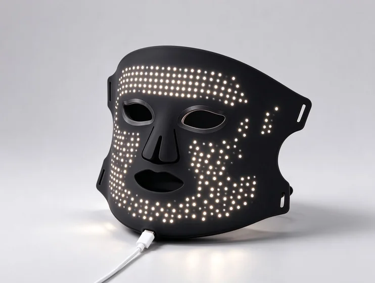 Qcured 4 color liquid silicone LED face mask with charging cable