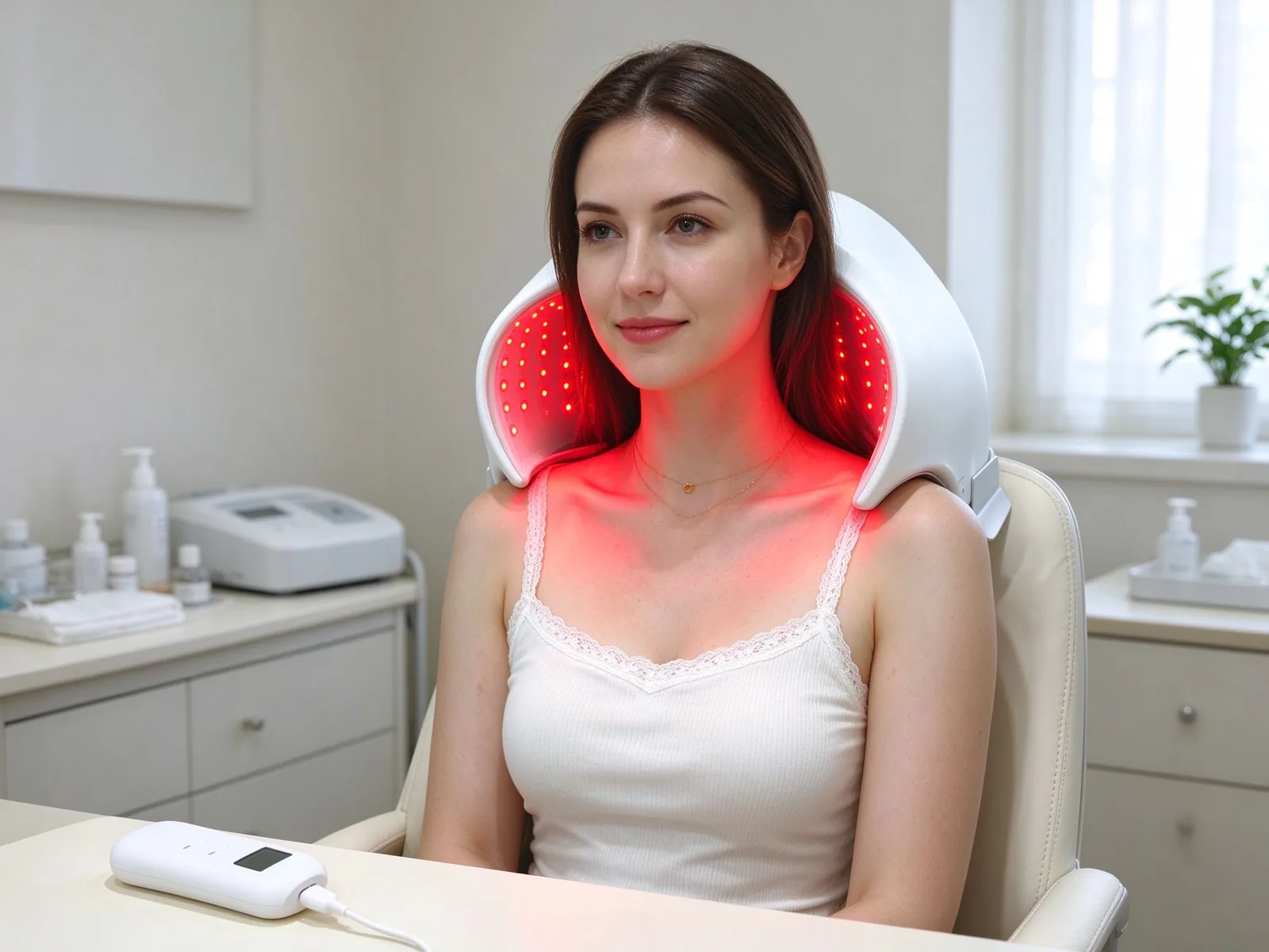 Qcured PDT device in arch shape with red light on
