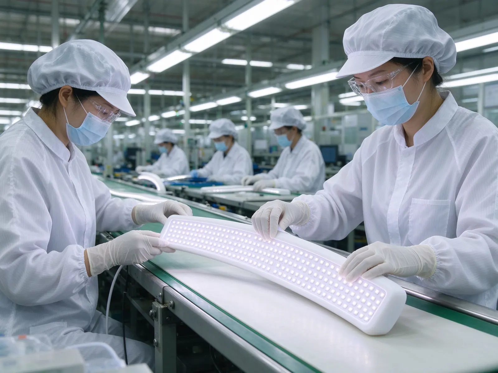 Qcured factory production line for PDT light therapy devices