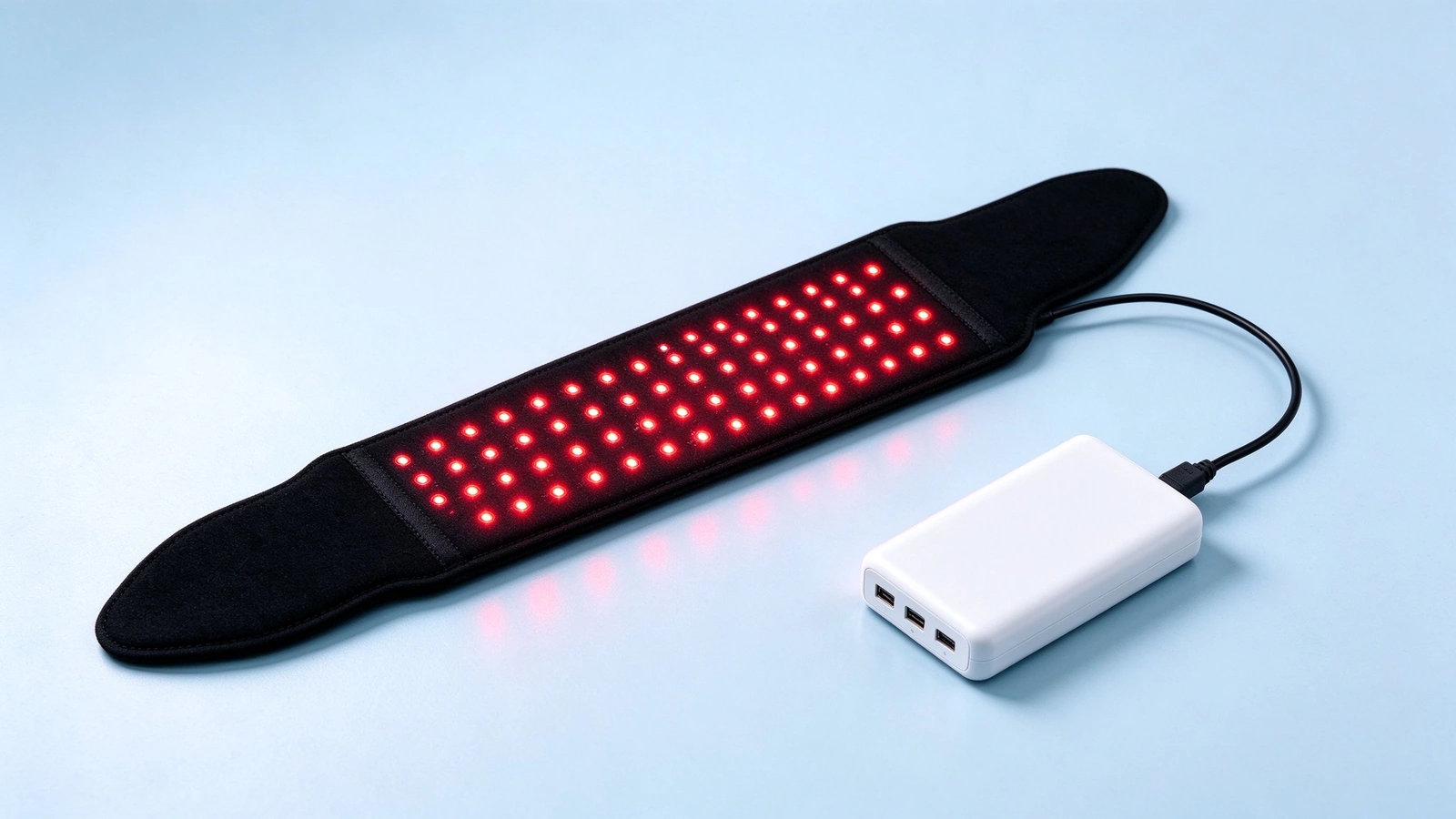 qcured portable red light therapy strip with power bank