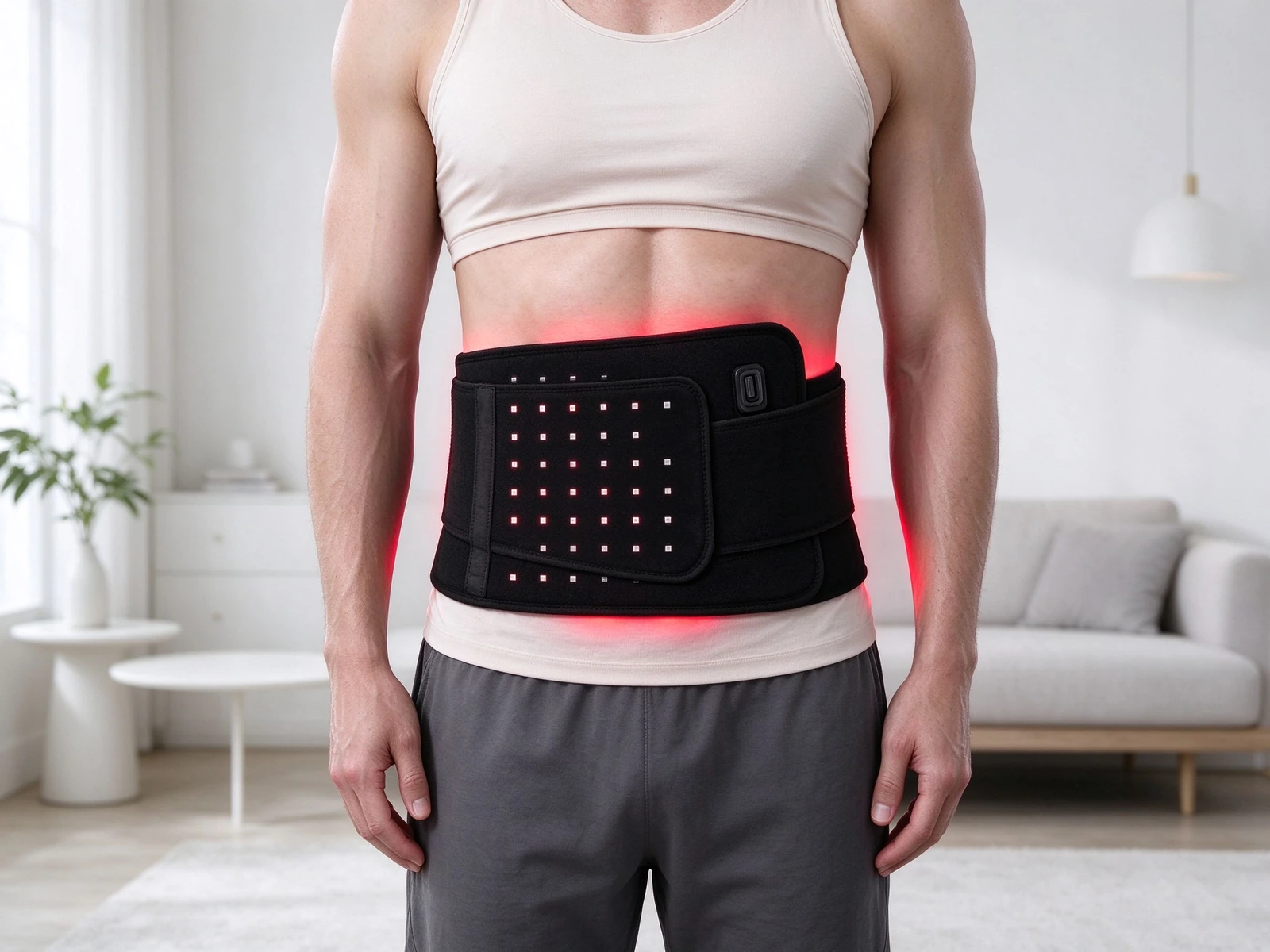 qcured red light therapy belt worn on waist back