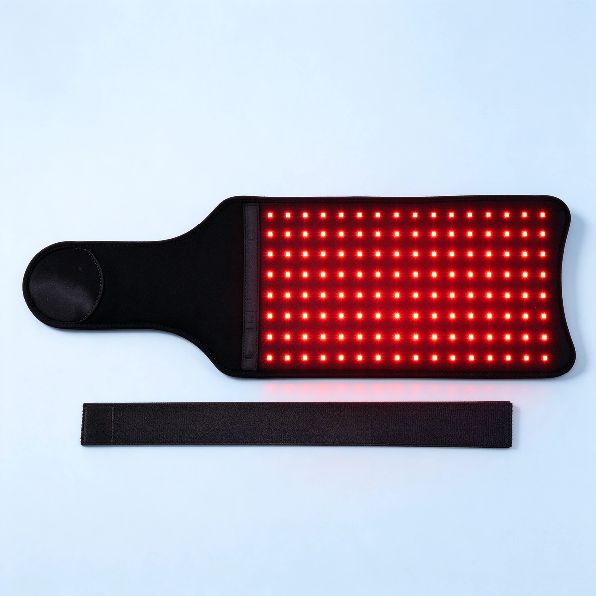qcured red light therapy wrap belt glowing