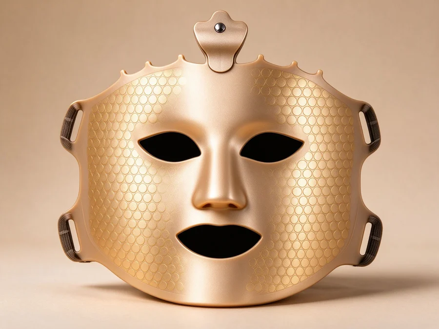 Champagne Qcured RGB liquid silicone facemask with circle pattern