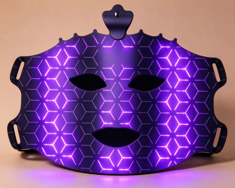 Purple blended light mode 630nm and 460nm of the Qcured RGB LED face mask